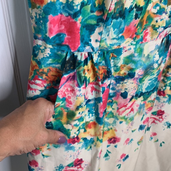 Anthropologie Maeve Tea Garden Sheath Dress Ivory Floral Sleeveless W-792 Size 8 - Picture 5 of 11